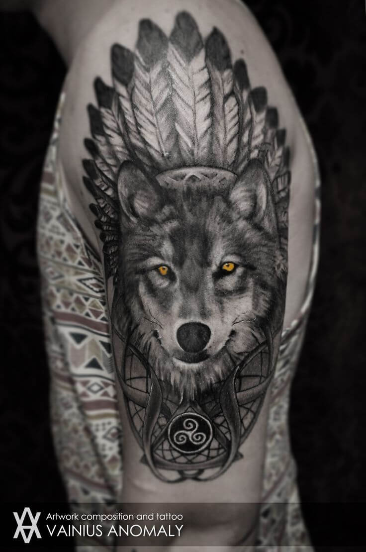 Männer tattoo arm wolf