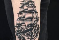 Traditional Full Rigged Ship Tattoo On The Right Upper Arm Tattoo with regard to measurements 1000 X 1000