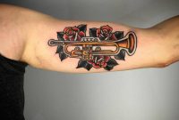 Traditional Style Trumpet Tattoo On The Left Inner Arm Tatoo for dimensions 1000 X 1000