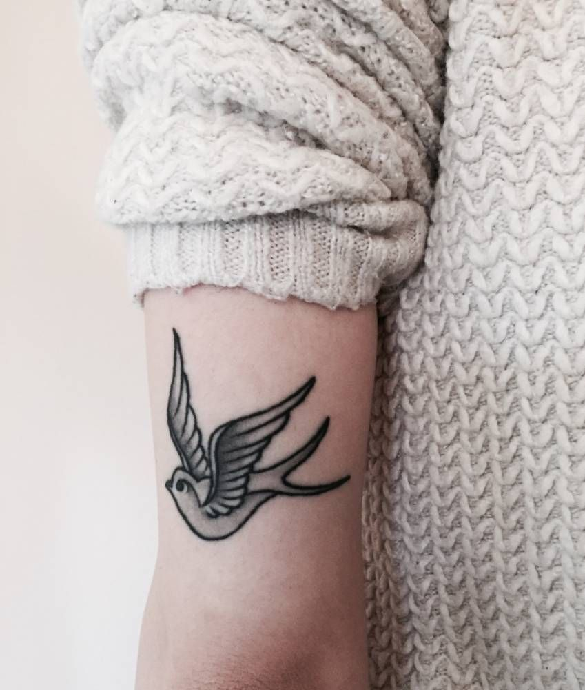 Traditional Swallow Tattoo On The Back Of The Left Arm Body Art in dimensions 849 X 1000