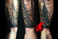 Tree Silhouette Forest Pine Arm Sleeve Tattoo Jackie Rabbit pertaining to proportions 1600 X 1596