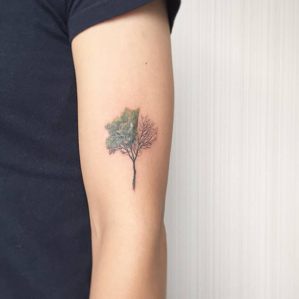 Tree Tattoo On The Left Upper Arm for dimensions 1000 X 1000