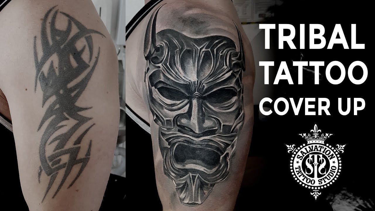Tribal Tattoo Cover Up Japanese Oni Mask One Session Salvation intended for sizing 1280 X 720