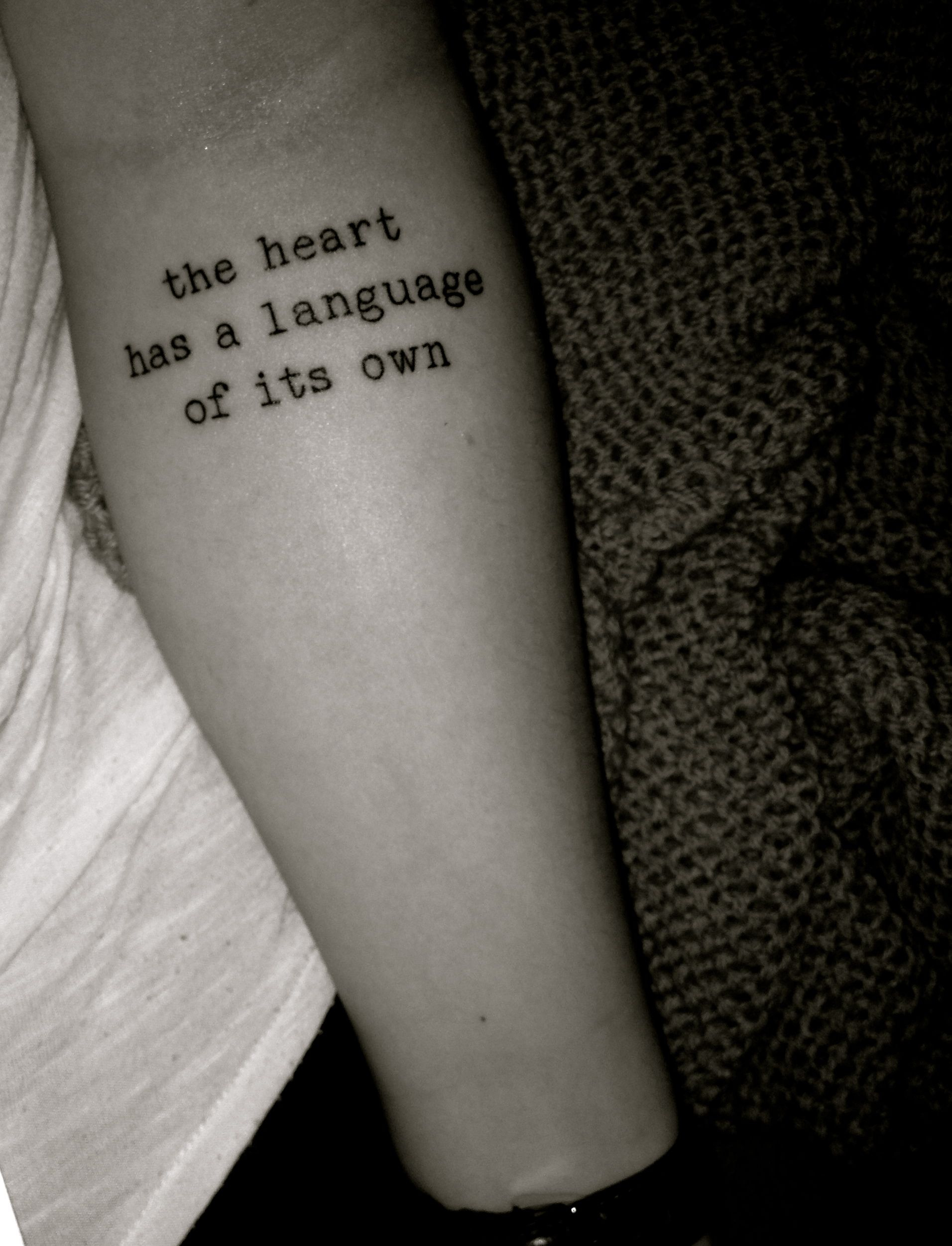 Typewriter Font Tattoo The Heart Has A Language Of Its Own Florence pertaining to sizing 1912 X 2501
