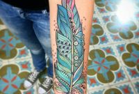 Unique Colorful Feather Tattoo On Forearm for proportions 1080 X 1080