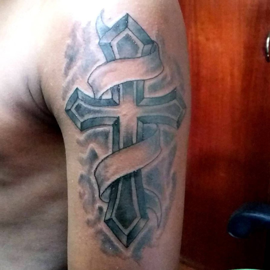 Upper Arm Cross Tattoo Sabreclah On Deviantart inside size 894 X 894