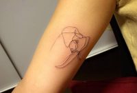 Upper Arm Tattoo Of An Elephant Using The Continuous Line Drawing inside measurements 1000 X 1000