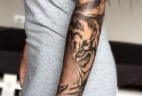 Womens Wolf Tiger Full Arm Sleeve Tattoo Ideas Floral Flower Hand pertaining to size 1000 X 1927