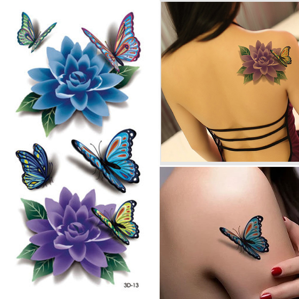 10 Style Butterfly Tattoo Body Art Decal Flying Butterfly Waterproof in size 1000 X 1000