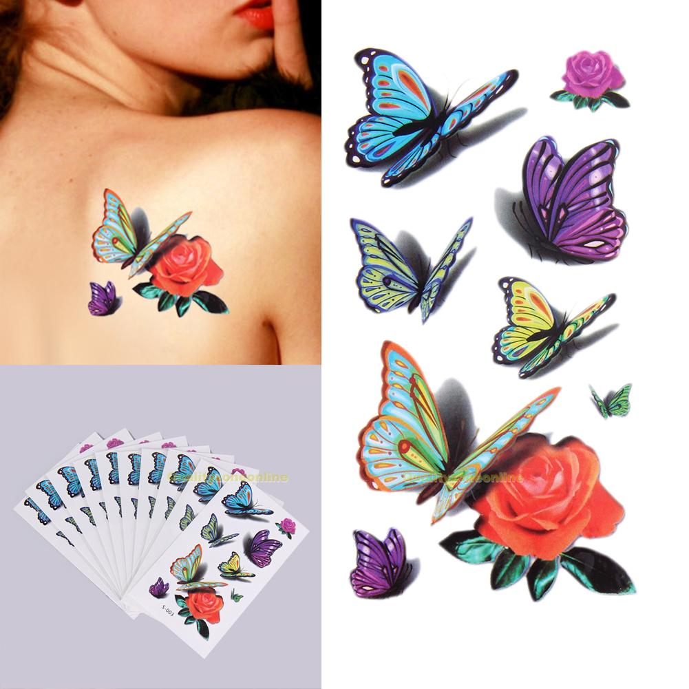10pcs Butterfly Body Art Temporary Tattoos Removable Waterproof with regard to sizing 1001 X 1001