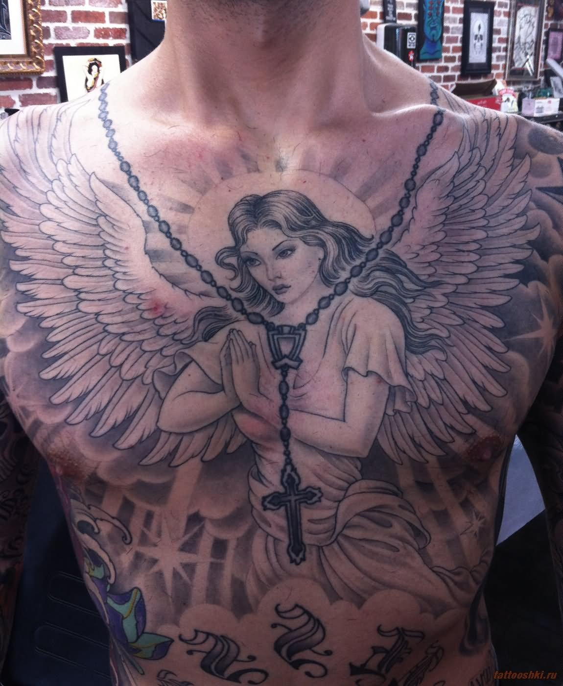 15 Angel Chest Tattoo Design Ideas For Men intended for size 1150 X 1400