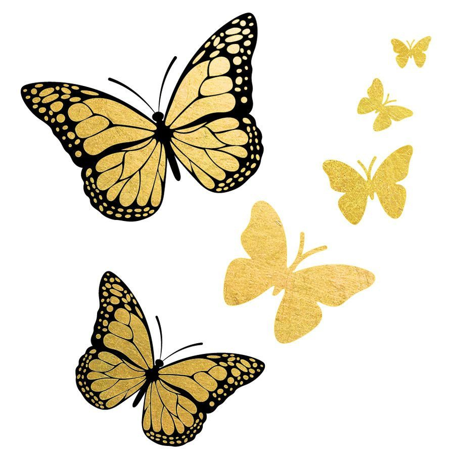 2 Pack Monarch Butterflies Butterflies Gold Tattoo Yellow in measurements 900 X 900