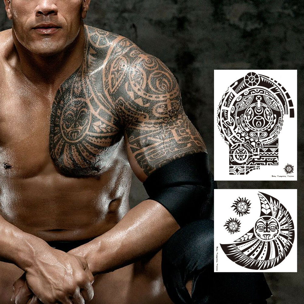 2 Sheets Extra Large Temporary Tattoo Similar The Rock Arm Chest Big throughout proportions 1000 X 1000
