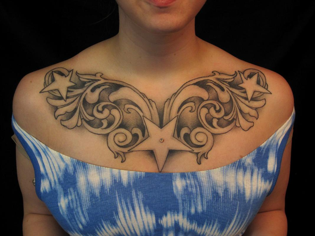 20 Glamorous Chest Tattoos For Women Tattoo Collections for dimensions 1067 X 800