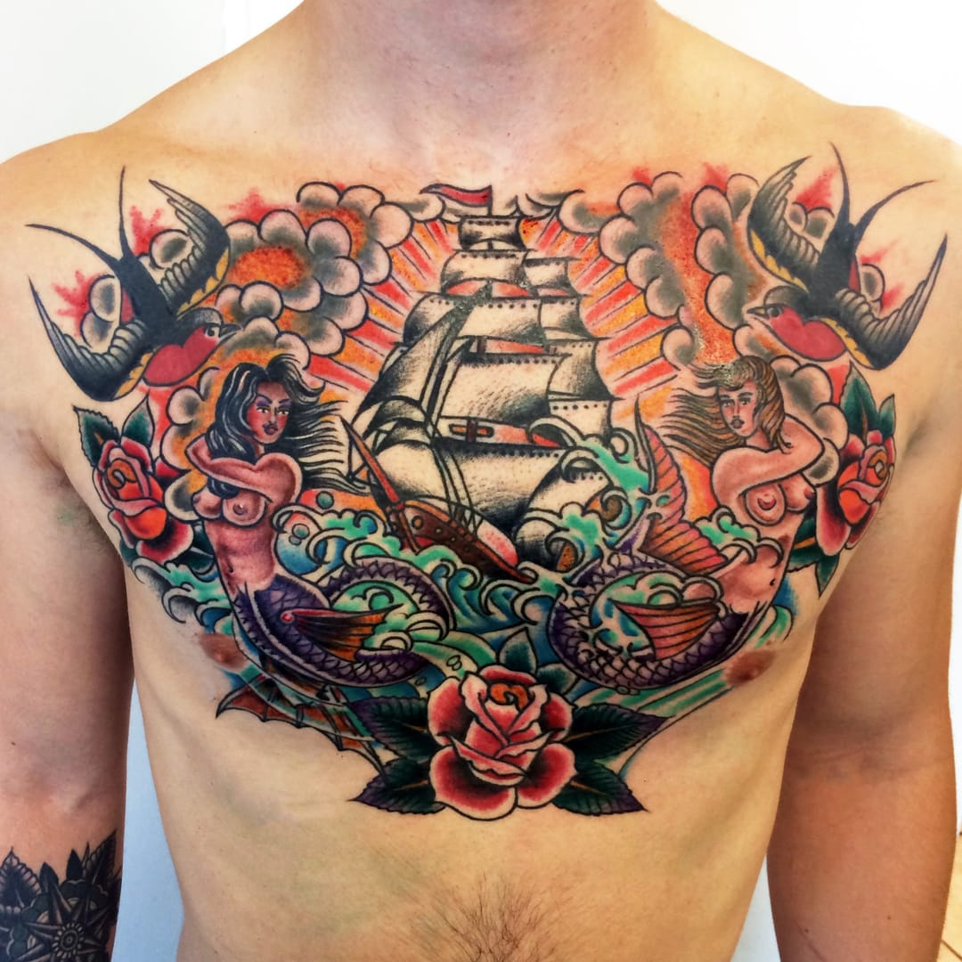 20 Old School Chest Pieces To Admire Tattoodo with dimensions 1080 X 1080