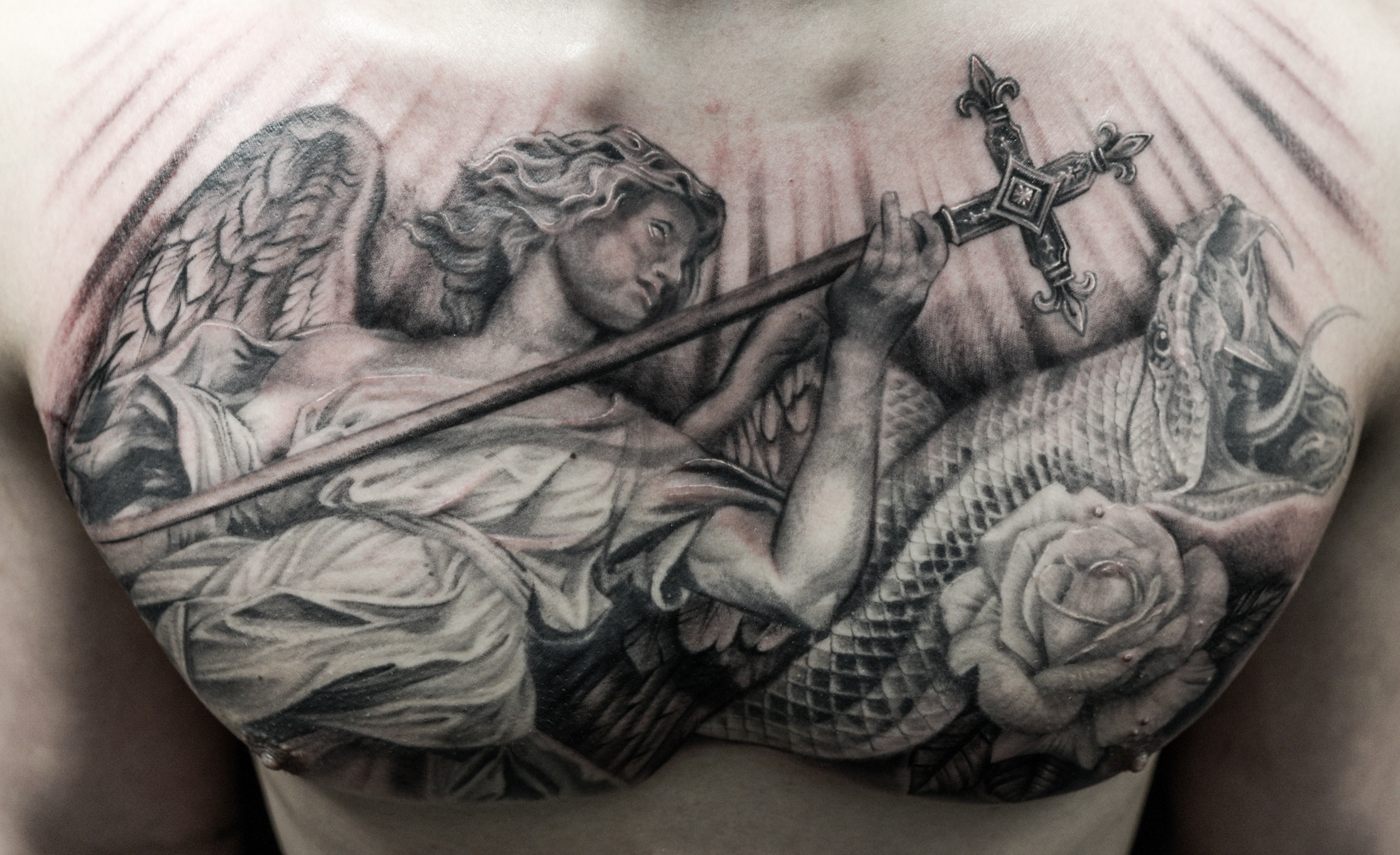 22 Inspiring Angel Chest Tattoo in proportions 4935 X 3016