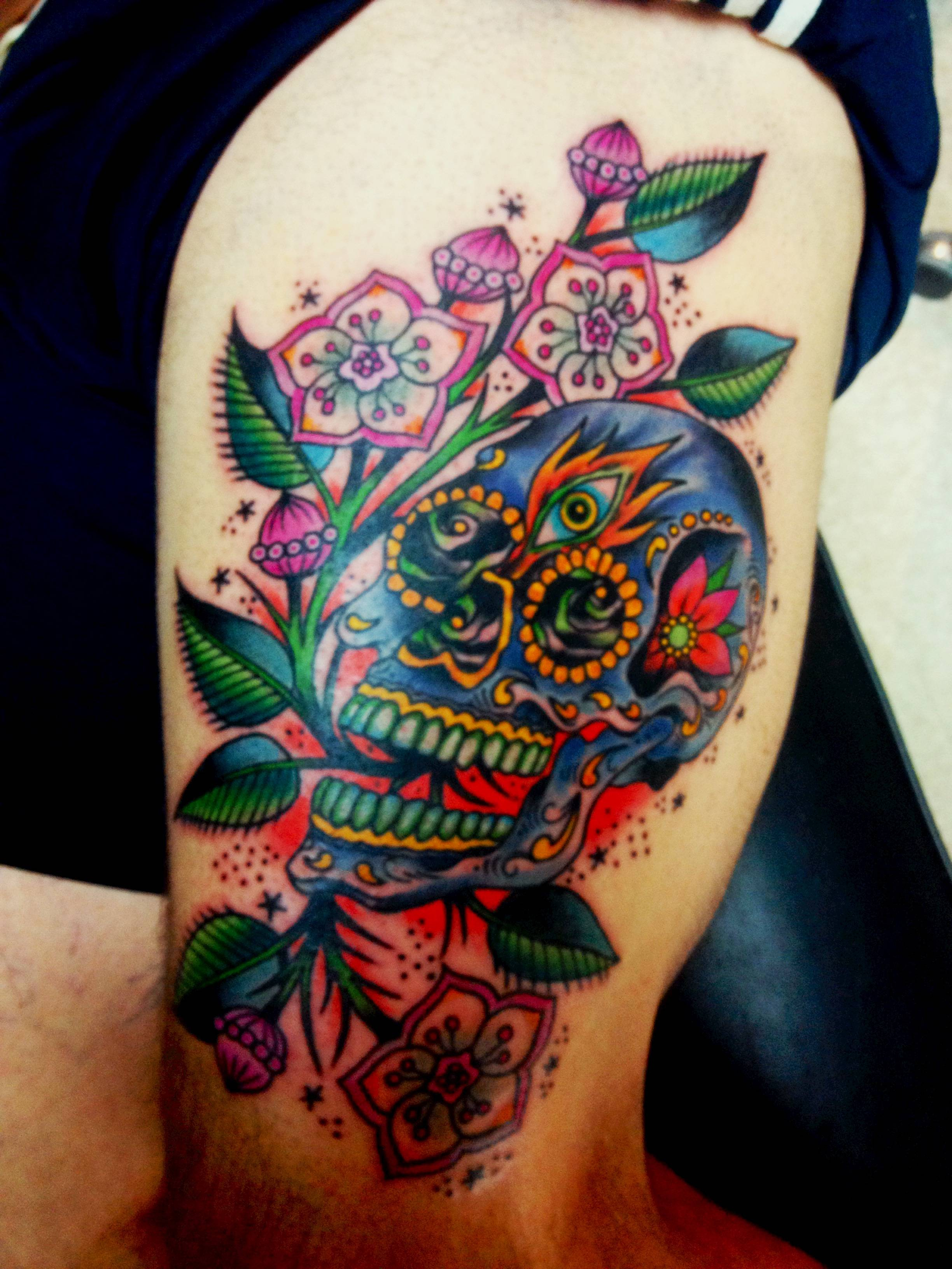 27 Colorful Sugar Skull Tattoo Designs And Meanings Tattoos Win intended for measurements 2448 X 3264
