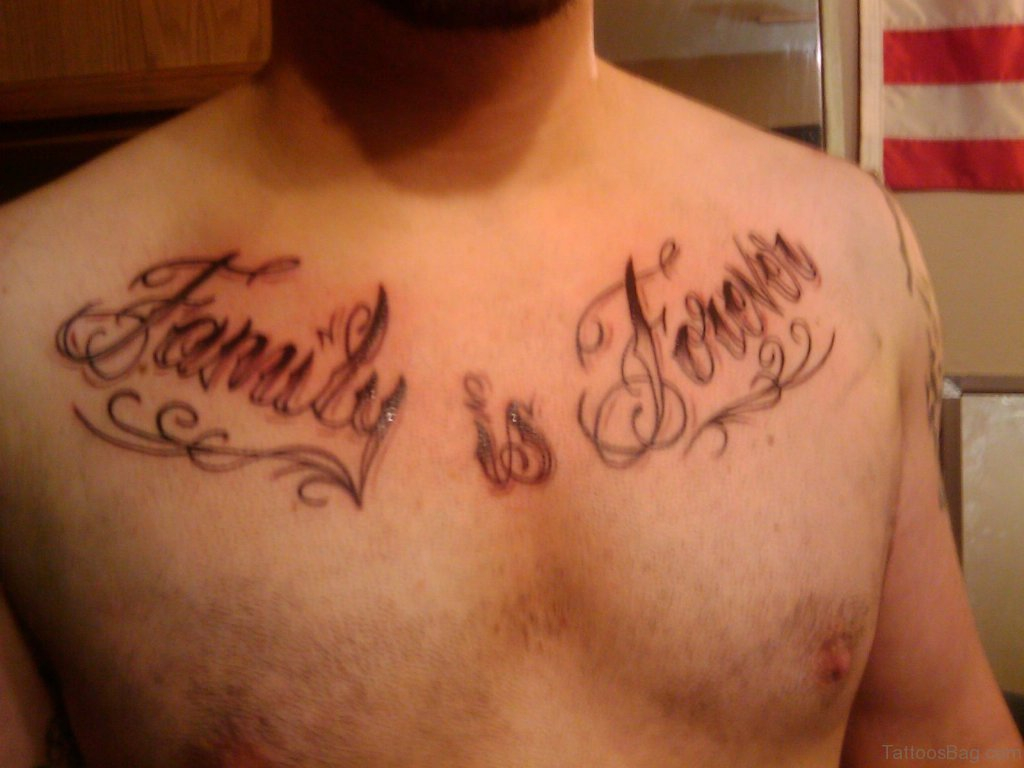 27 Family Wording Tattoos On Chest for proportions 1024 X 768
