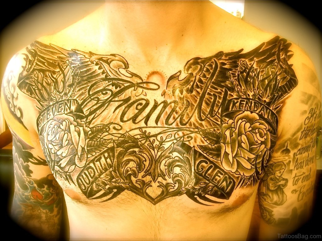 27 Family Wording Tattoos On Chest intended for sizing 1024 X 768