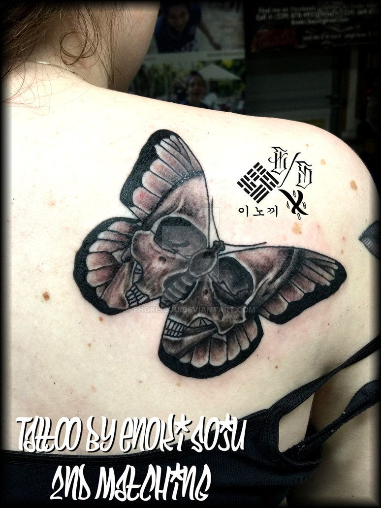 2nd Matching Skull Butterfly Tattoo Enoki Soju Enokisoju On intended for size 774 X 1032