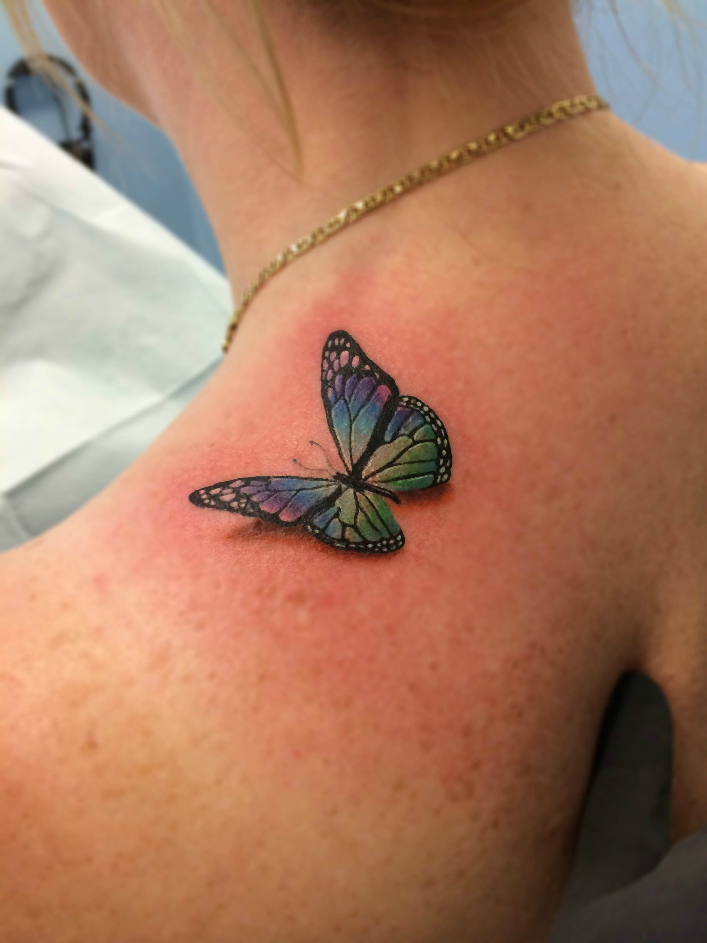 3 D Butterfly On Shoulder Tattooed Chris Burke At Serenity Ink intended for size 2448 X 3264