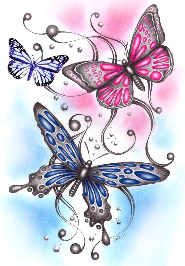 3 Drawn Butterflies Ashdesigns On Deviantart Butterflies In inside dimensions 744 X 1073