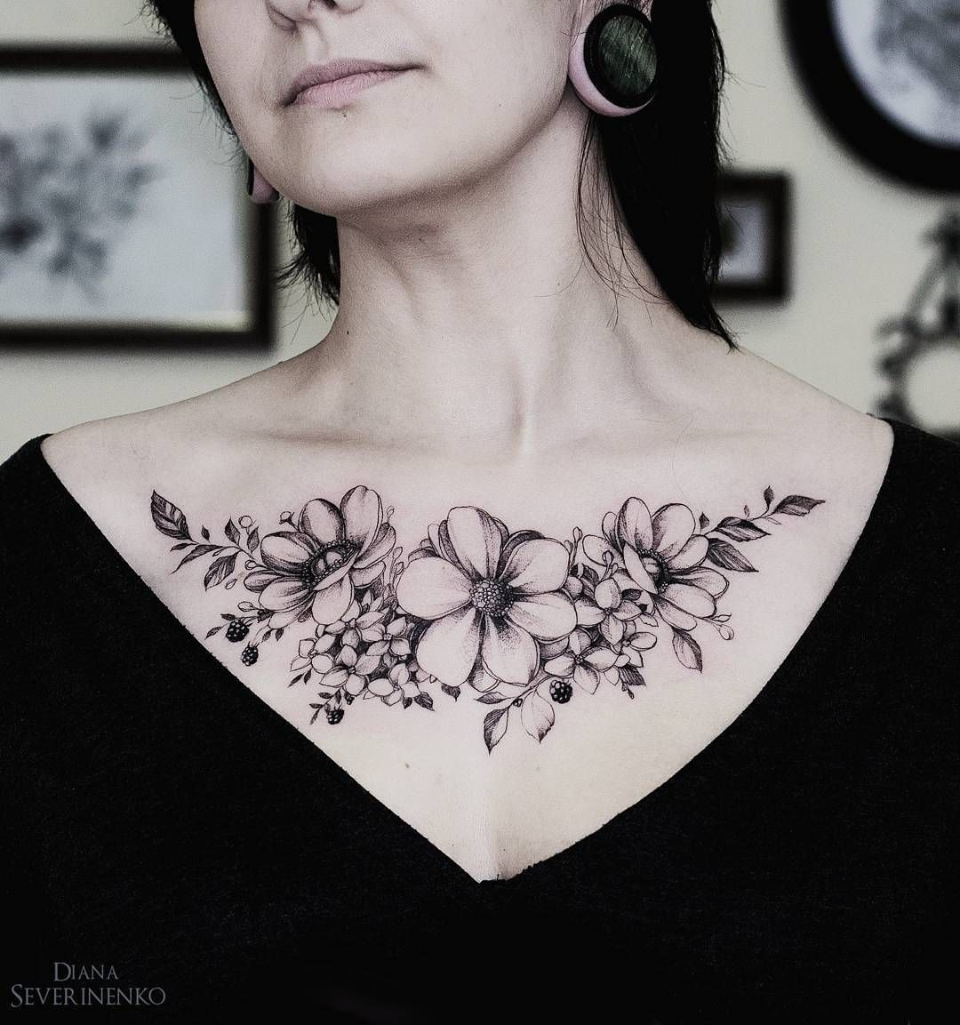30 Chest Tattoos For Women That Draw Approving Eyes Chest regarding measurements 1080 X 1153