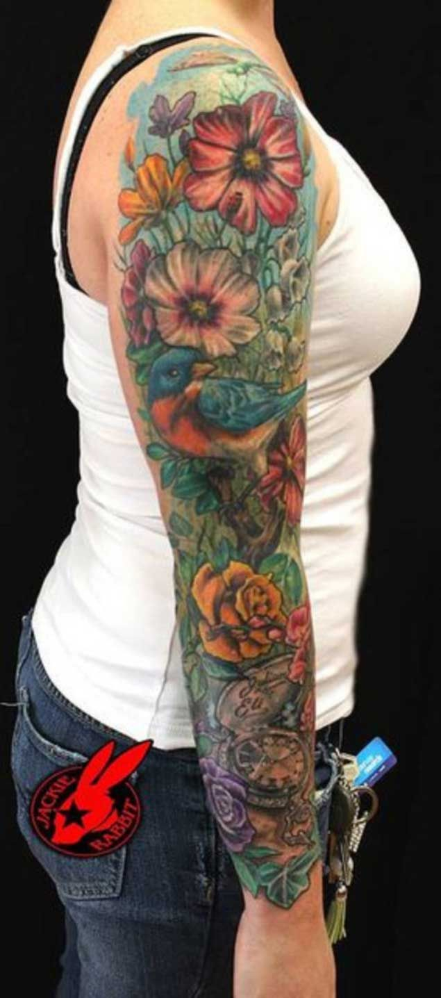 30 Fabulous Floral Sleeve Tattoos For Women Health Sleeve with regard to measurements 635 X 1436