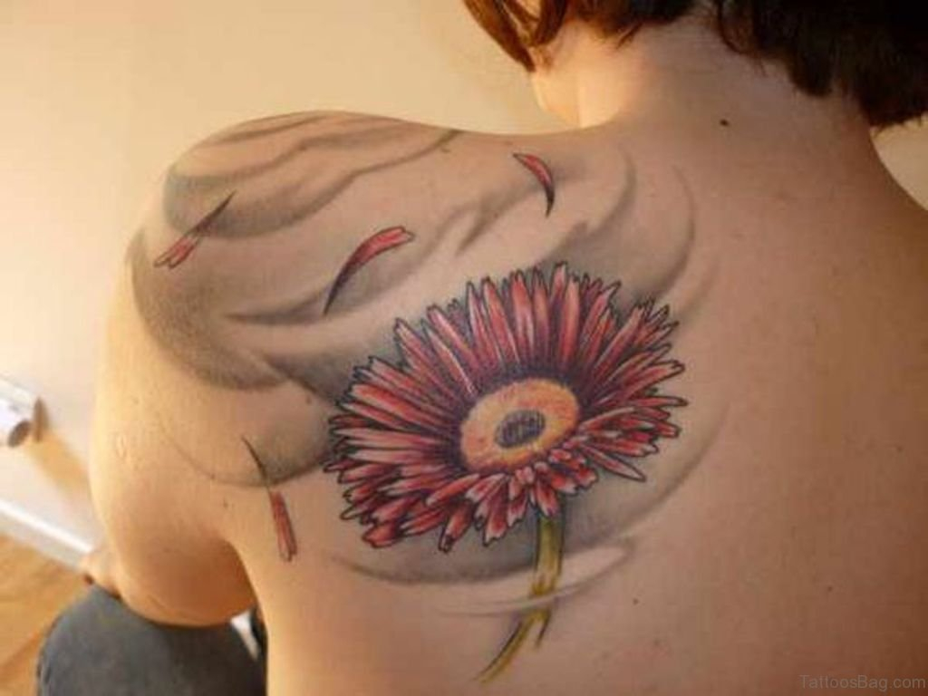 34 Traditional Daisy Flowers Tattoos Designs On Back intended for dimensions 1024 X 768