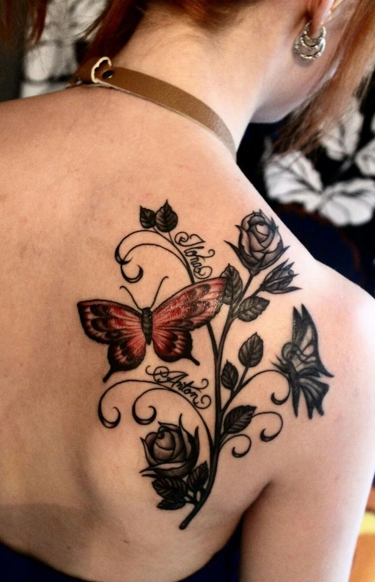 35 Awesome Butterfly Tattoos For Girls Regarding Rose Tattoos For with dimensions 736 X 1142