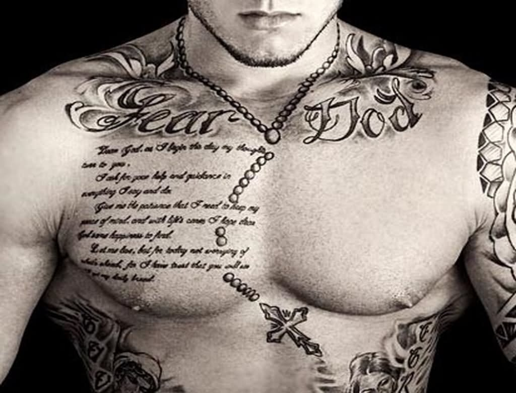 35 Rosary Tattoos On Chest inside proportions 1024 X 780