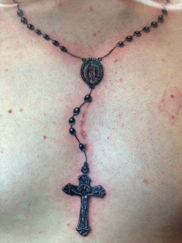35 Rosary Tattoos On Chest within dimensions 768 X 1024