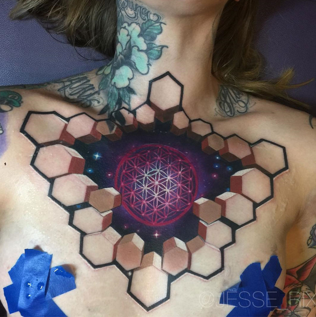 3d Flower Of Life Chest Tattoo Best Tattoo Design Ideas pertaining to proportions 1050 X 1053