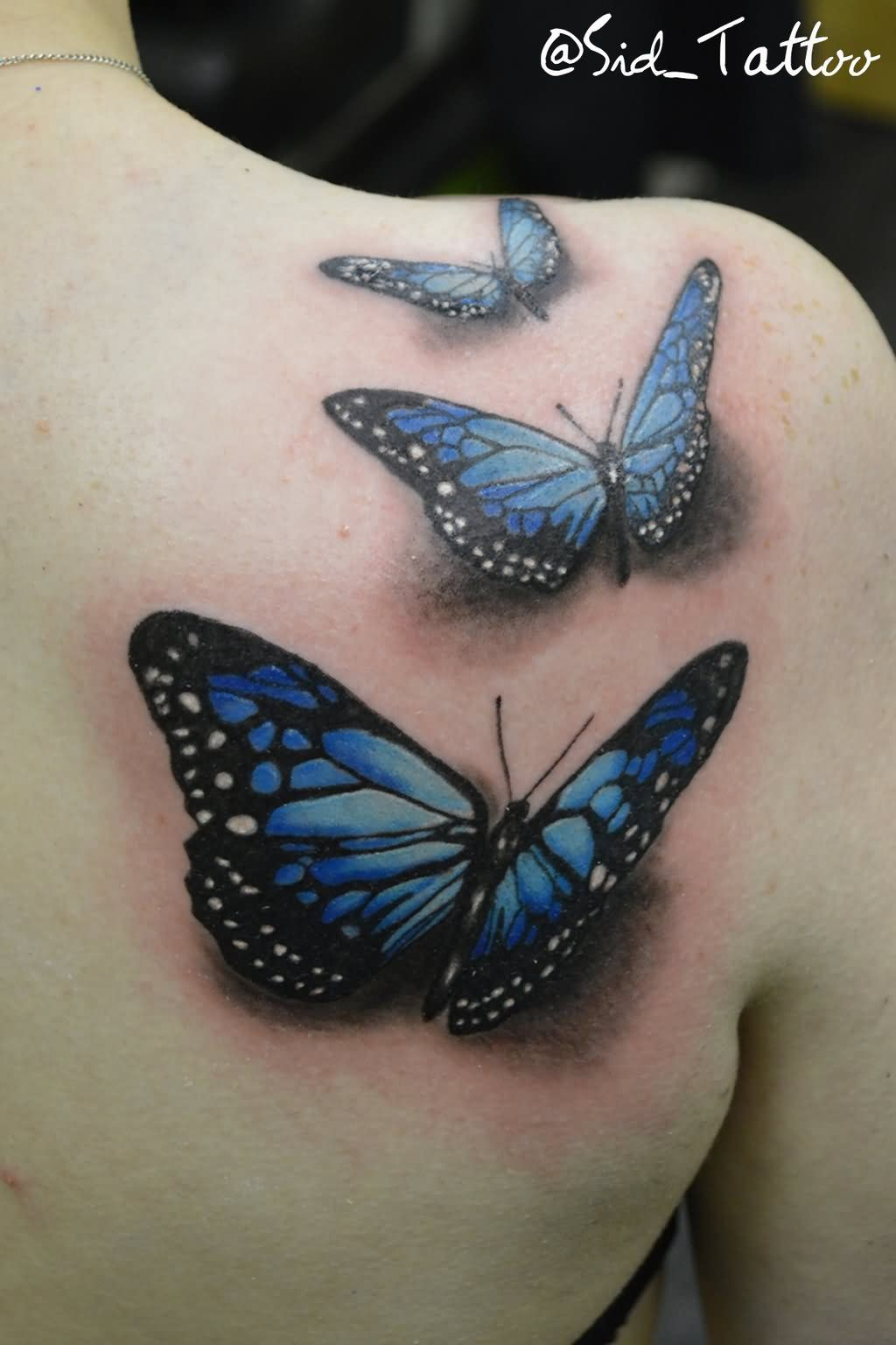 3d Three Butterflies Tattoo On Right Back Shoulder Thomas Sidney throughout size 1024 X 1536