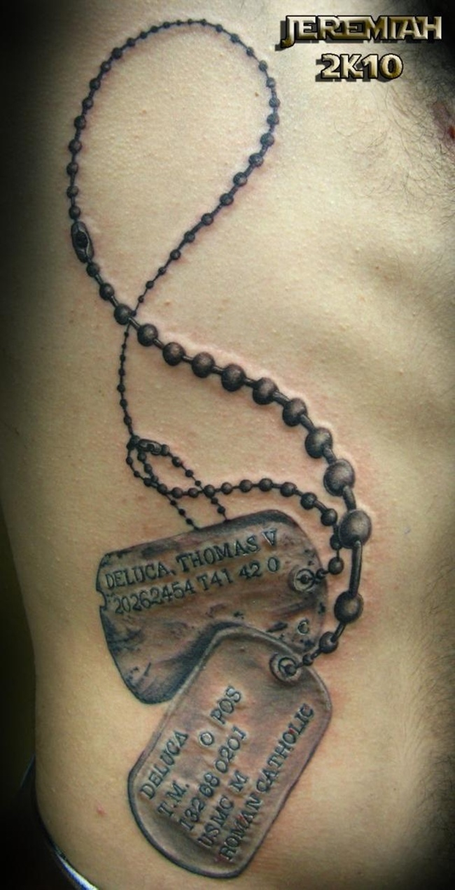 40 Lovely Dog Tag Tattoos And Their Significance with regard to size 650 X 1272
