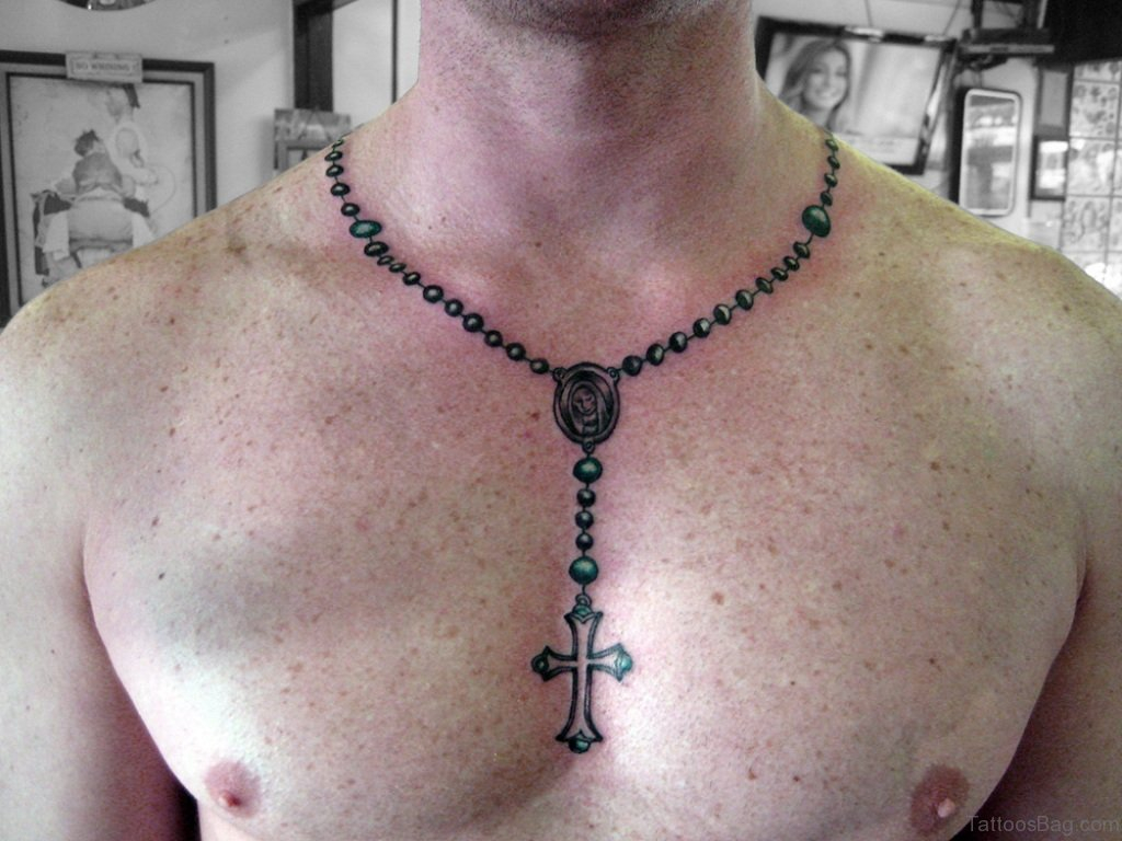 40 Religious Rosary Tattoos For Chest intended for dimensions 1024 X 768
