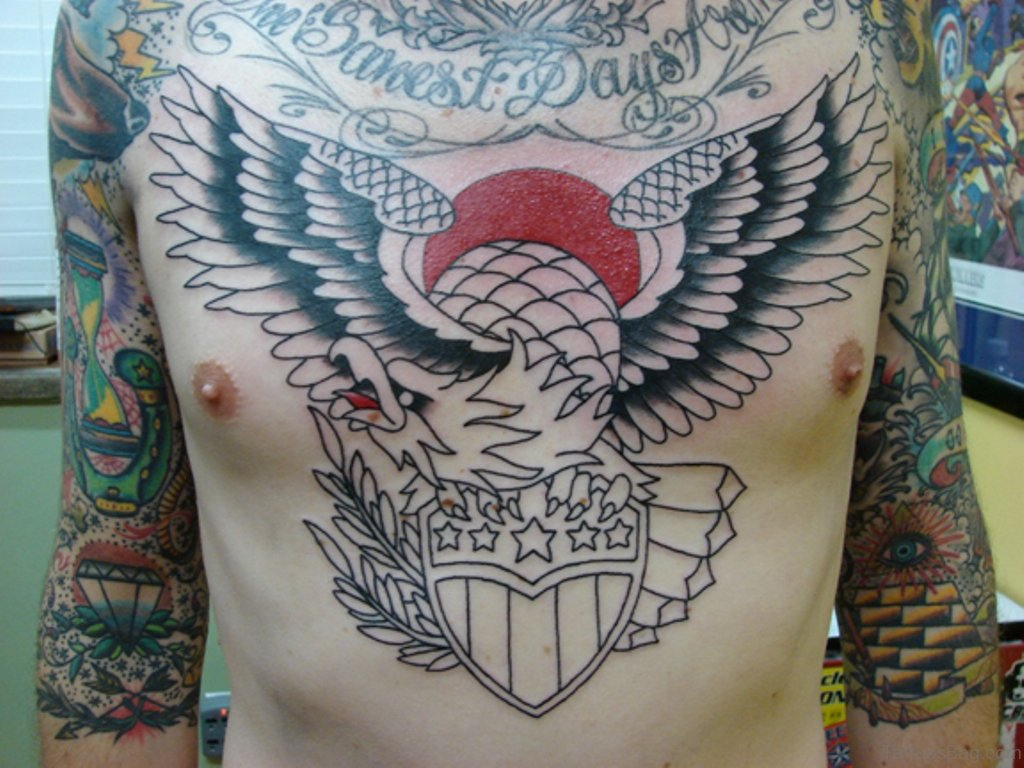 41 Realistic Eagle Tattoos On Chest within measurements 1024 X 768