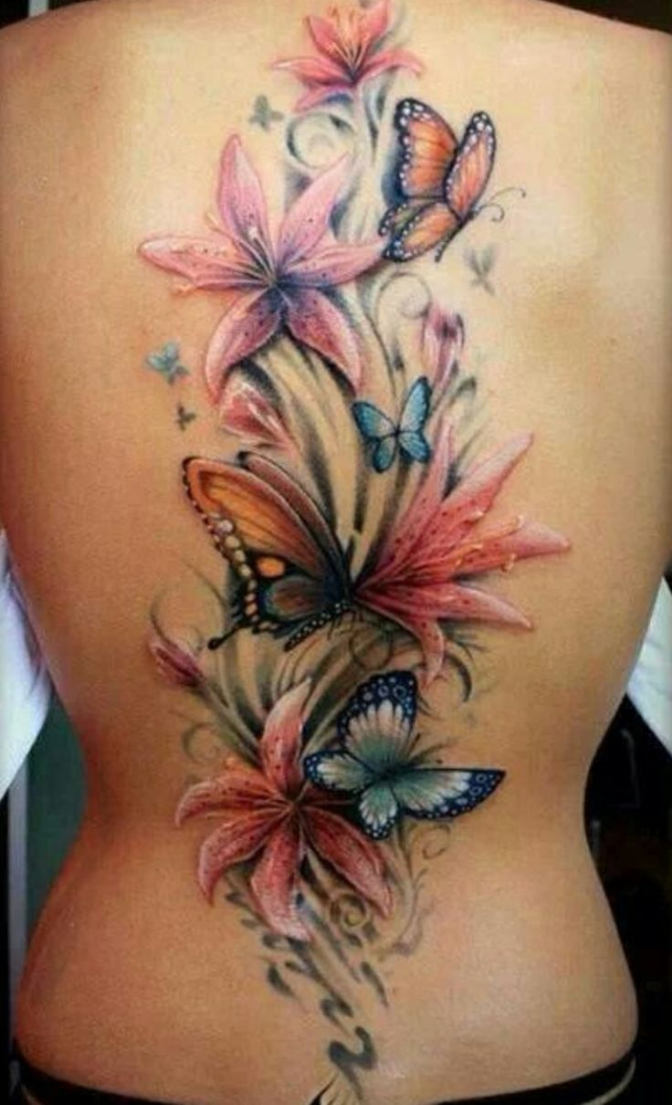 43 Lily With Butterfly Tattoos Ideas regarding proportions 736 X 1210