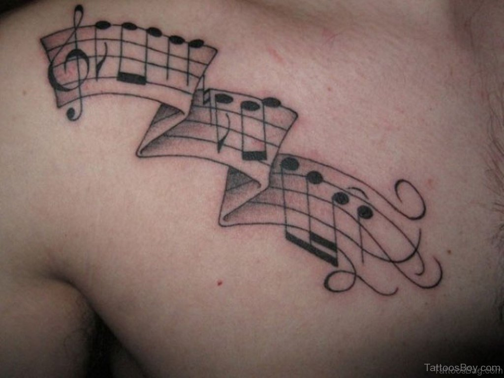 44 Magnificent Music Tattoos On Chest for size 1024 X 768