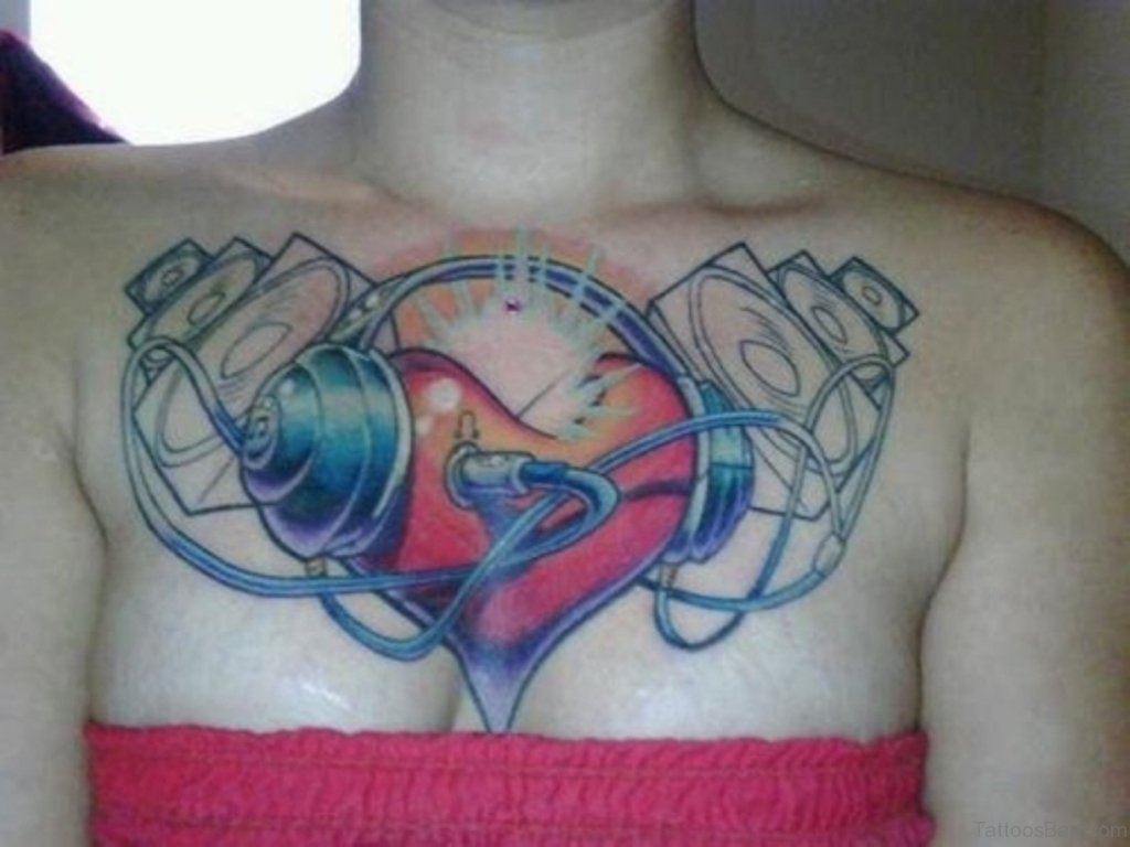 44 Magnificent Music Tattoos On Chest within dimensions 1024 X 768