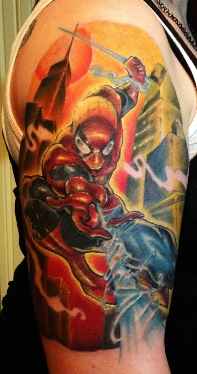 45 Best Spiderman Tattoos inside size 649 X 1231