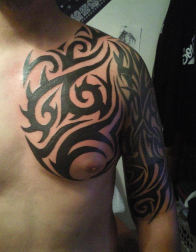 45 Tribal Chest Tattoos For Men for size 800 X 1025