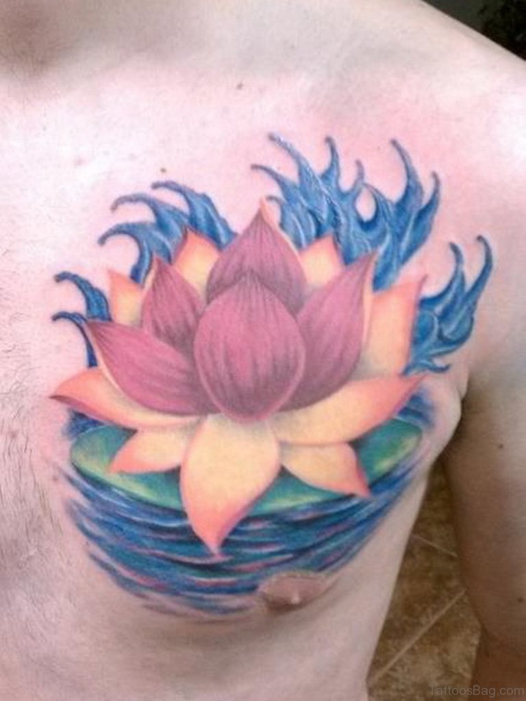 50 Beautiful Lotus Tattoos On Chest pertaining to measurements 768 X 1024