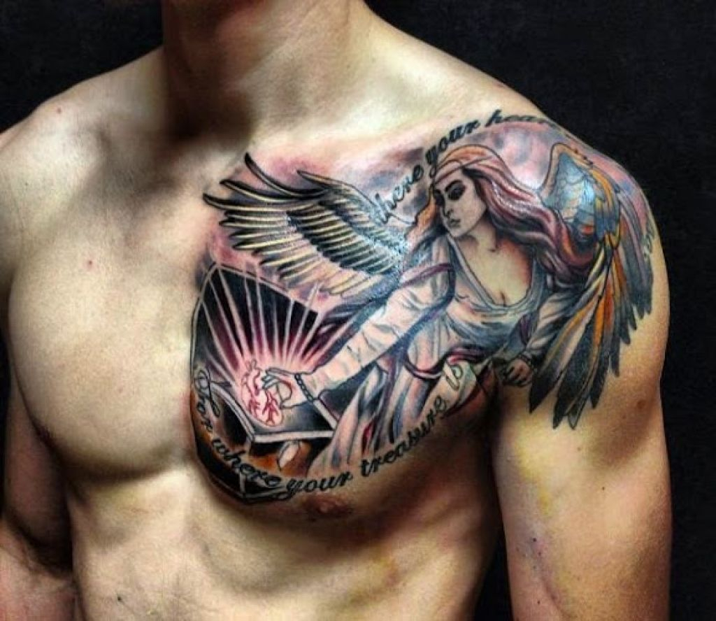 50 Best And Awesome Chest Tattoos For Men Tattoos Me Throughout for sizing 1024 X 888