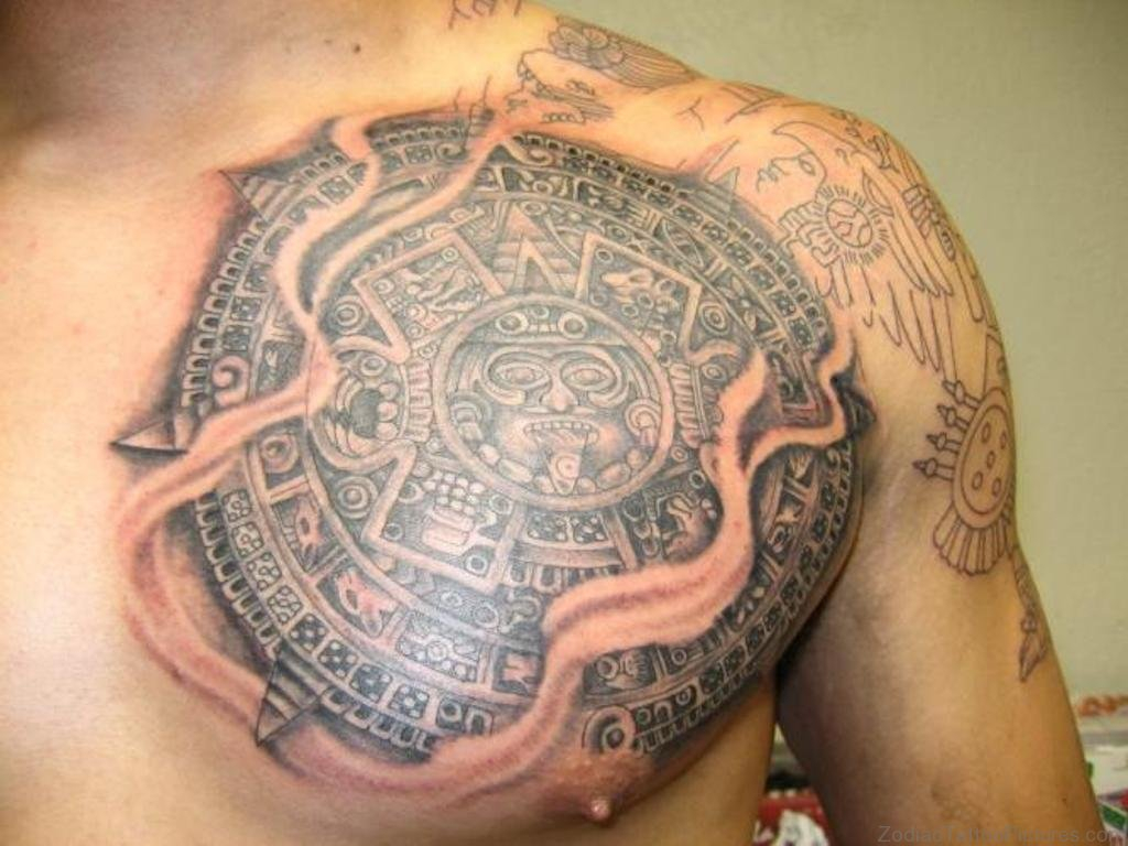 50 Best Zodiac Aztec Tattoos On Chest pertaining to measurements 1024 X 768