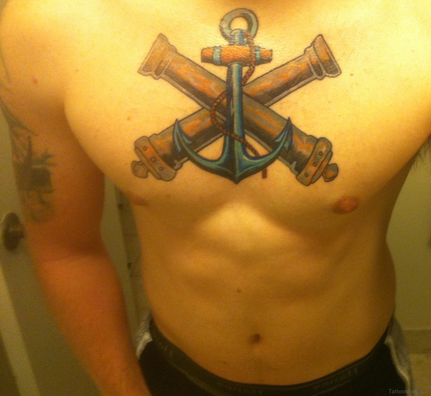 50 Coolest Anchor Tattoos For Chest for proportions 1444 X 1326