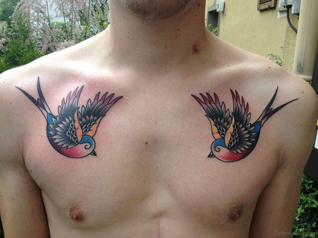 50 Coolest Swallow Tattoos On Chest for proportions 1024 X 768