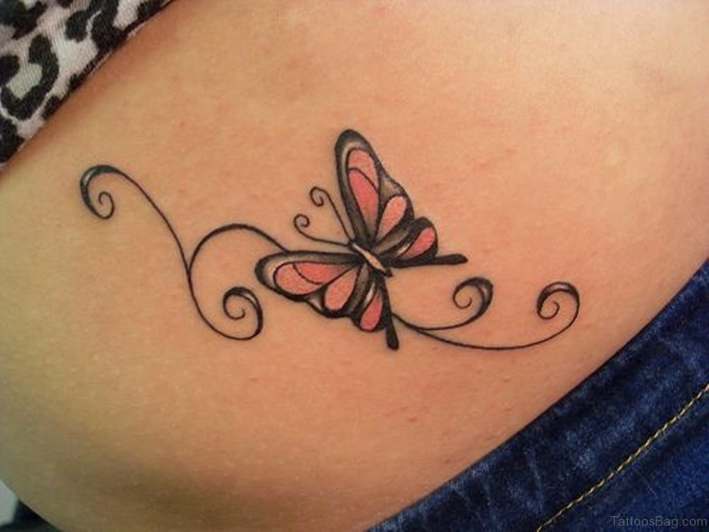 50 Cute Butterfly Tattoos On Waist with proportions 1024 X 768