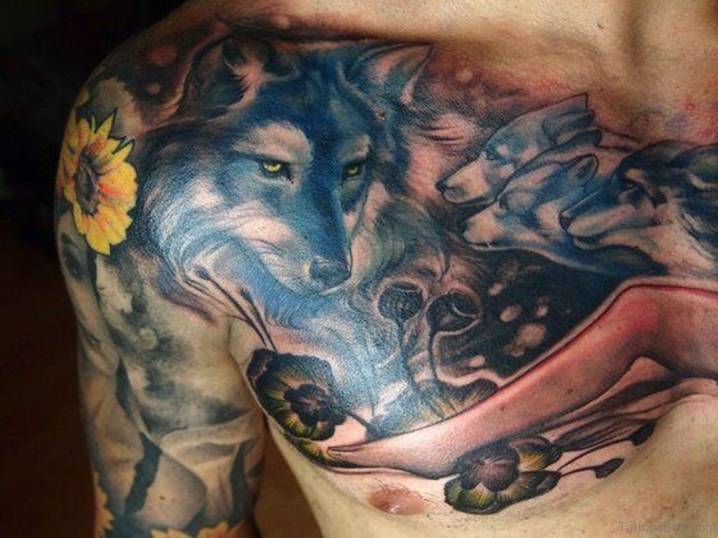 50 Excellent Wolf Tattoos For Chest pertaining to dimensions 1024 X 768