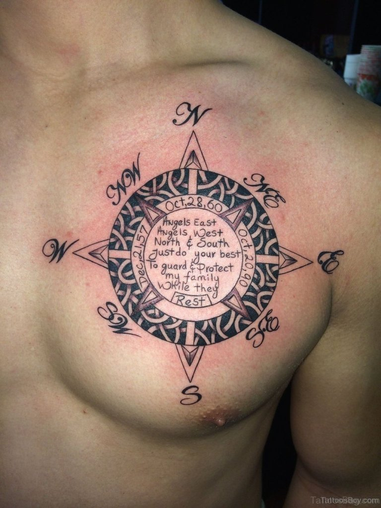 51 Attractive Compass Tattoo Design On Chest for sizing 768 X 1024